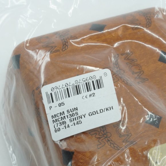 💯 NEW MCM130S 739 SHINY GOLD KHAKI SUNGLASSES - Picture 14 of 14